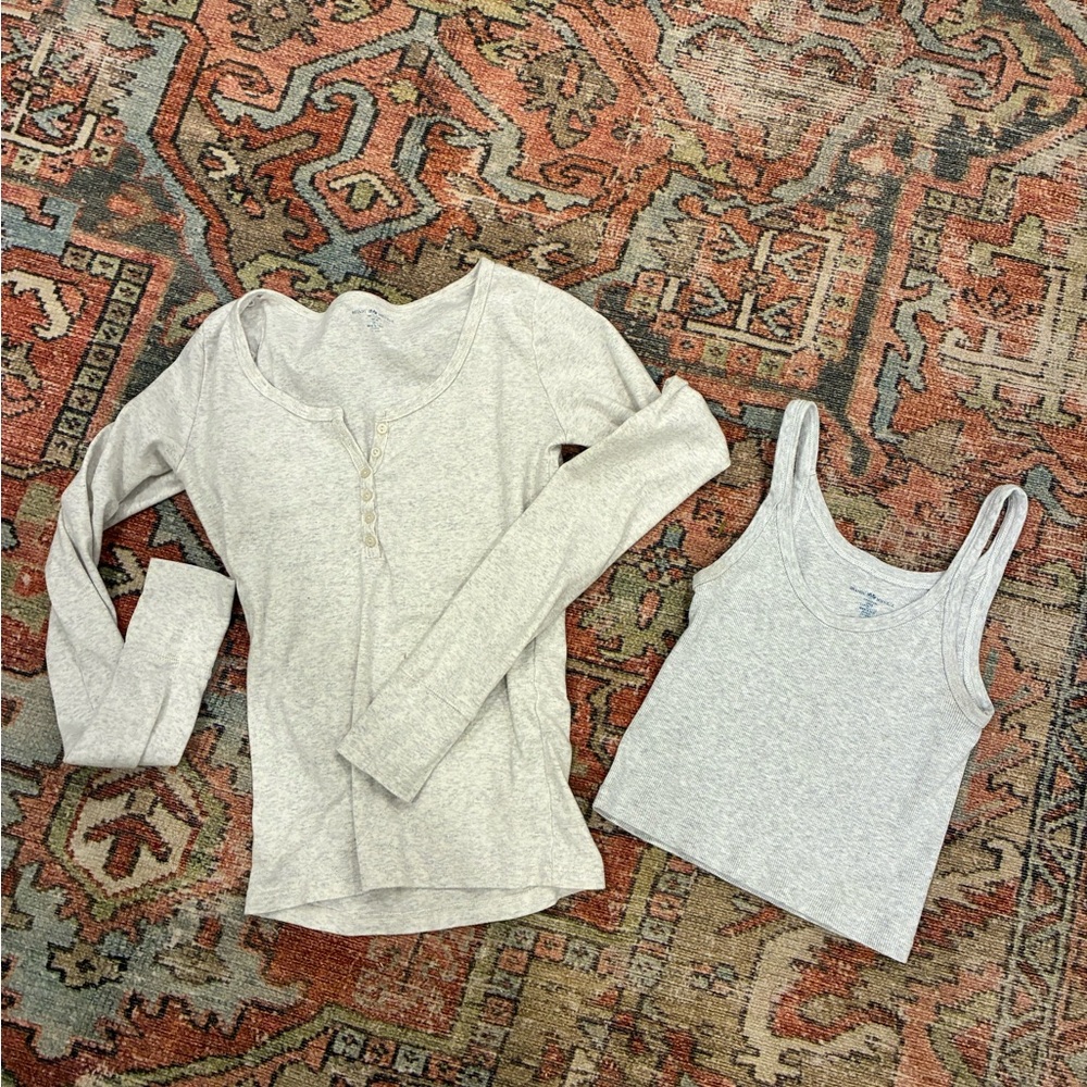 Brandy Melville grey henley shirt and grey tank top (beyonca) bundle